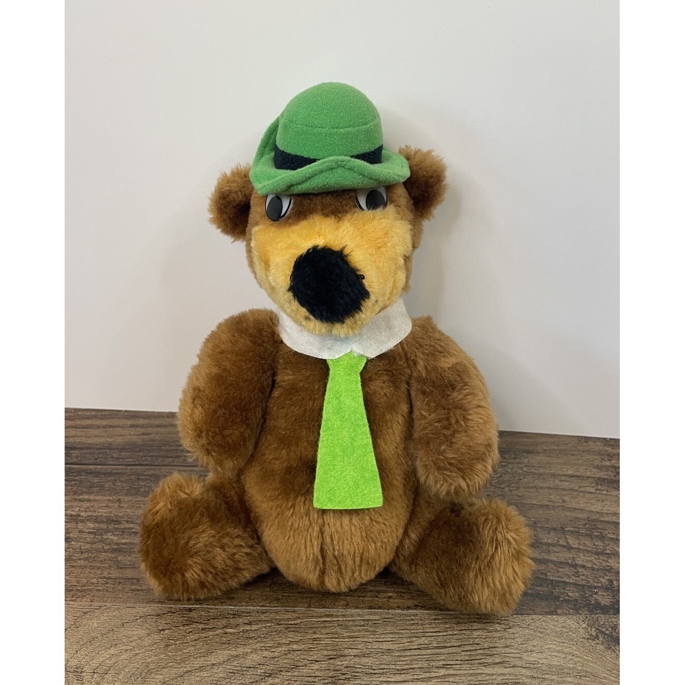 Vintage Yogi Bear 9" Beanbag Plush 1980 Hanna Barbera Mighty Star Green Tie